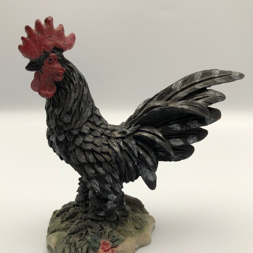 Vintage Young's Inc Resin Rooster Figurine 3.5" Hand Painted Resin Original Tag